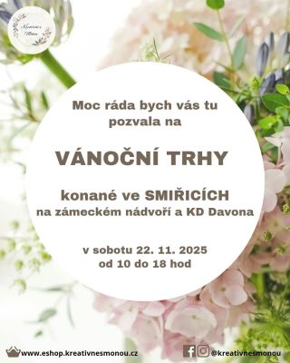 Ahoj, krásný den ❄️. Mám tu pro vás pozvánku na zítřejší Vánoční trhy ve Smiřicích 🎄😊. Konat se tedy budou v sobotu 22.11....