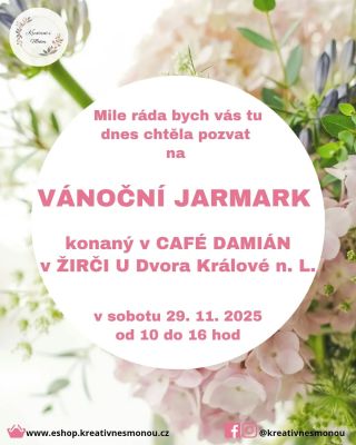 Ahoj, krásný den ❄️. Dnes bych vás chtěla pozvat na první z akcí tohoto víkendu, kde se můžeme potkat 😊. Je to Vánoční...
