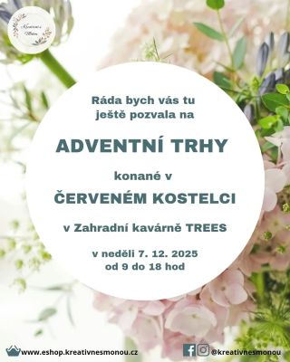 Ahoj, krásný podvečer ❄️. Mám pro vás ještě jedno pozvání na zítřejší akci 7.12. Jsou to Adventní trhy v Zahradní kavárně...